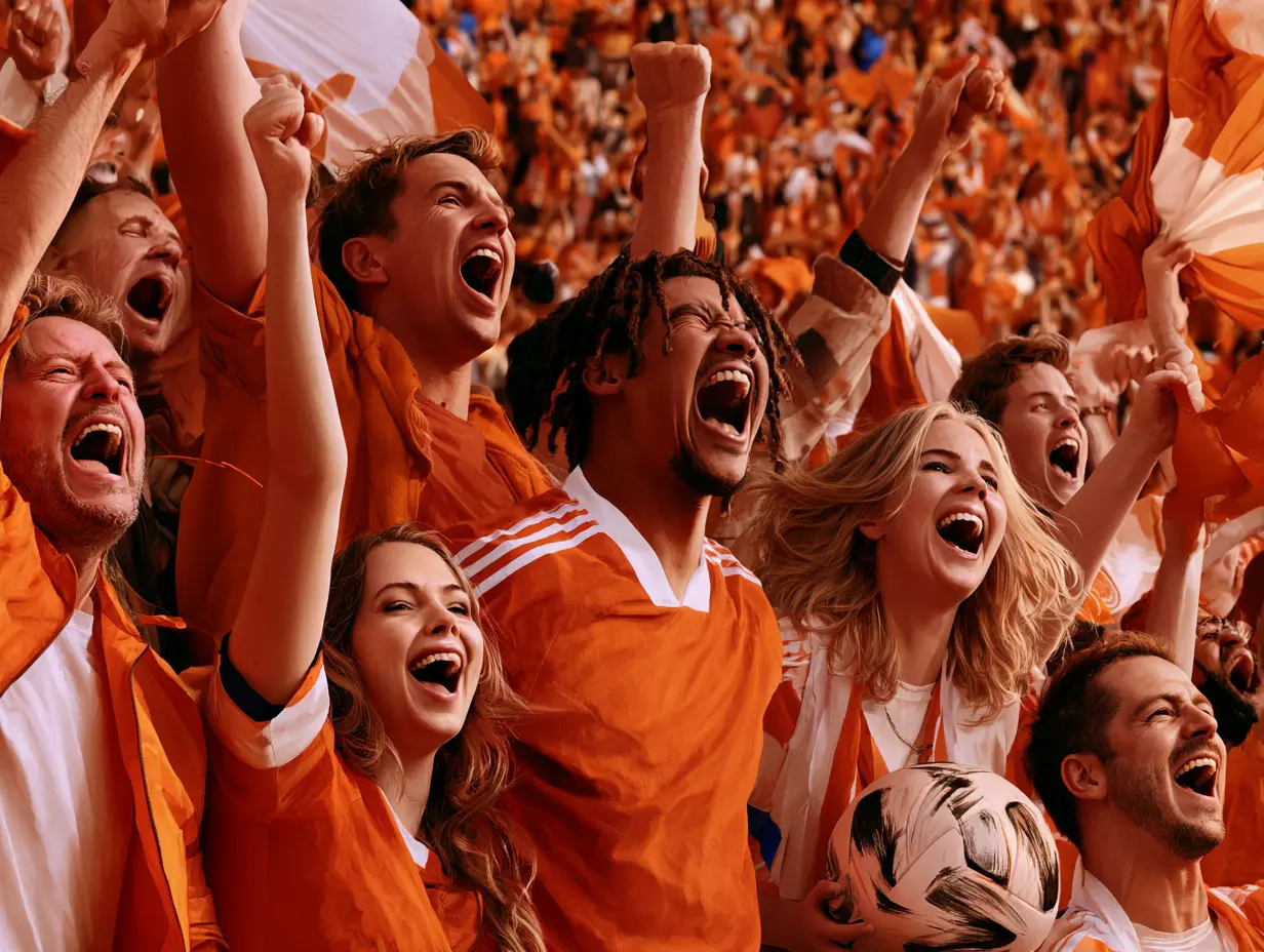 Tribuna de hinchas gritando un gol